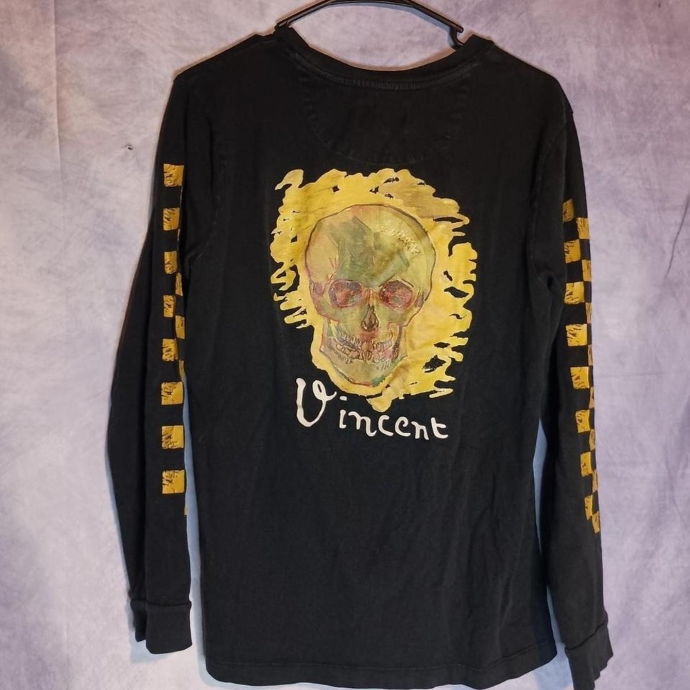 Vans x Vincent Van Gogh Museum Skull Long Sleeve Checker Sleeve Graphic Tee‎